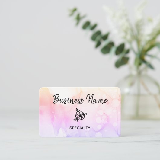 *~* Pastel Abstract Ombre Peach Logo QR Girly Visitekaartje (Staand voorkant)