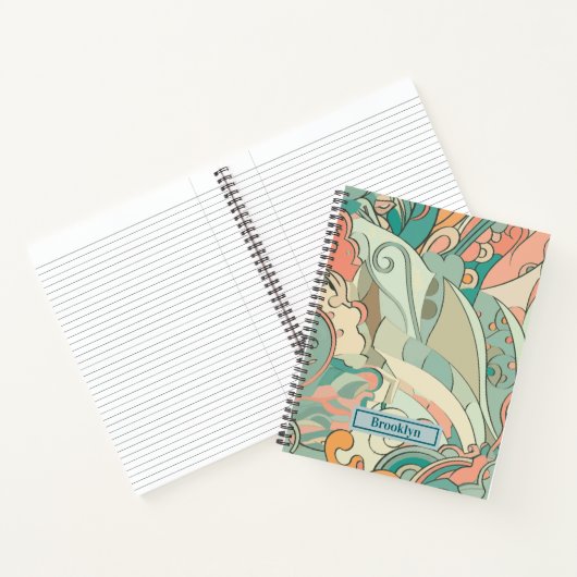 Pastel Abstract Paisley Pattern Spiral Notitieboek (Binnen)