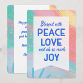 Pastel Abstract Peace Love Joy Christmas Card Feestdagenkaart (Voorkant / Achterkant)