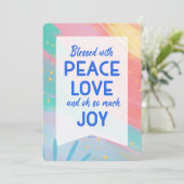 Pastel Abstract Peace Love Joy Christmas Card Feestdagenkaart (Staand voorkant)