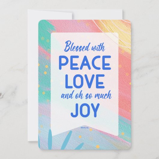 Pastel Abstract Peace Love Joy Christmas Card Feestdagenkaart (Voorkant)