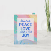 Pastel Abstract Peace Love Joy Christmas Card Kaart (Voorkant)
