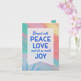 Pastel Abstract Peace Love Joy Christmas Card Kaart