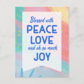 Pastel Abstract Peace Love Joy Christmas Post Card Briefkaart (Voorkant)