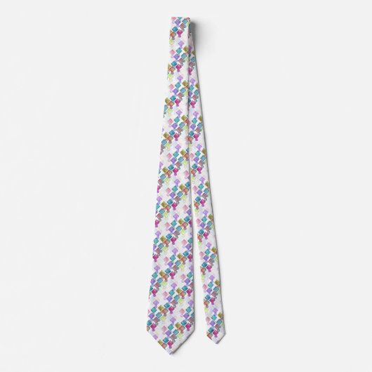 Pastel Abstract Retro Squares Polka Dots Patroon Stropdas (Voorkant)