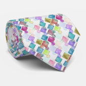 Pastel Abstract Retro Squares Polka Dots Patroon Stropdas (Opgerold)