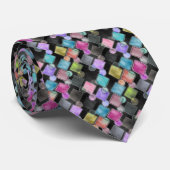 Pastel Abstract Retro Vierkanten Stippen Patroon Stropdas (Opgerold)