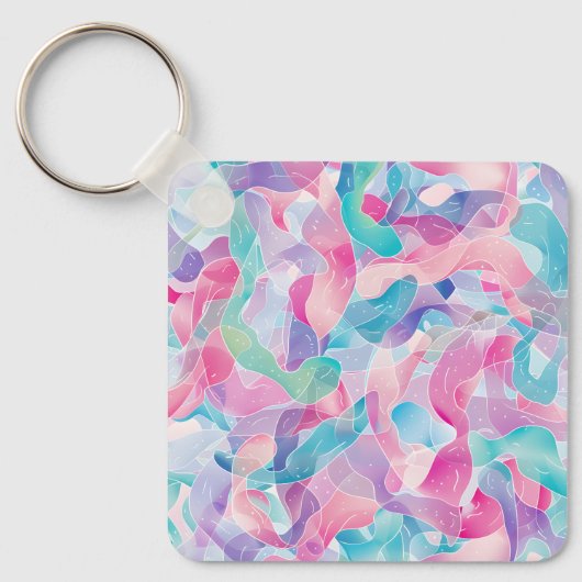 Pastel Abstract Ribbon Pattern Sleutelhanger (Voorkant)