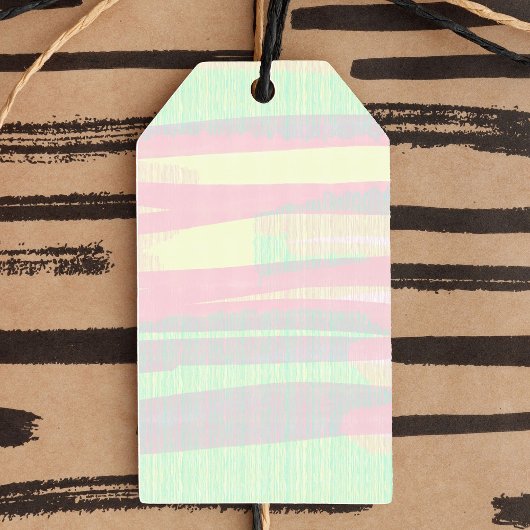 Pastel Abstract Roze Groen Geel Cadeaulabel