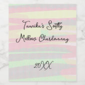 Pastel Abstract Roze Groen Geel Wijn Etiket (Enkel label)