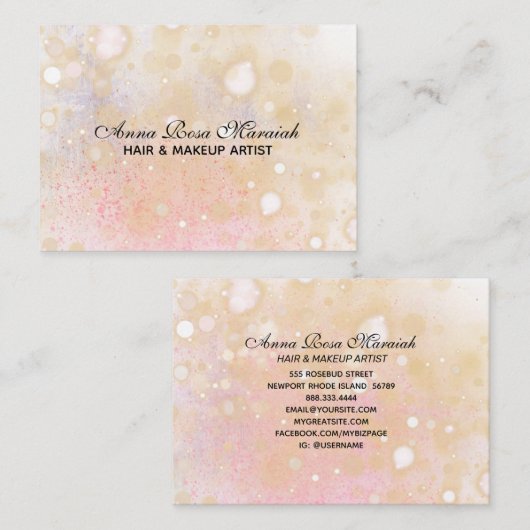 *~* Pastel Abstract Roze Perzik Visitekaartje (Voorkant / Achterkant)