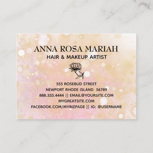 *~* Pastel Abstract Roze Perzkleed Lotus Visitekaartje (Achterkant)