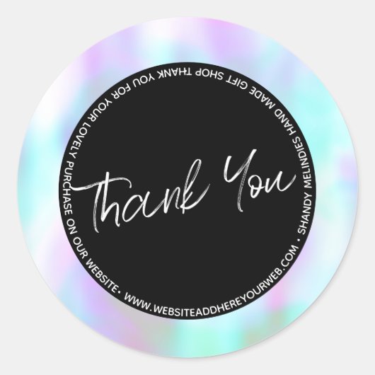 Pastel Abstract Schrift Bedankt   Ronde Sticker (Voorkant)