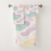 Pastel Abstract Seamless Pattern Waves and Circles Bad Handdoek (Insitu)