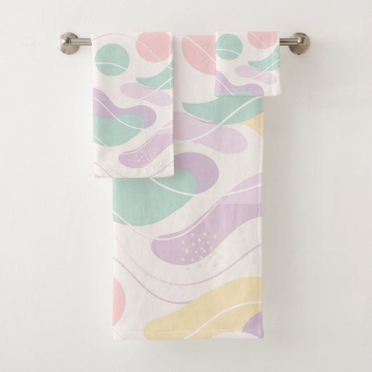 Pastel Abstract Seamless Pattern Waves and Circles Bad Handdoek (Insitu)