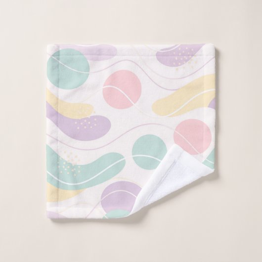 Pastel Abstract Seamless Pattern Waves and Circles Bad Handdoek (Wasdoekje)