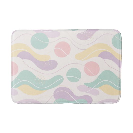 Pastel Abstract Seamless Pattern Waves and Circles Badmat (Voorkant)