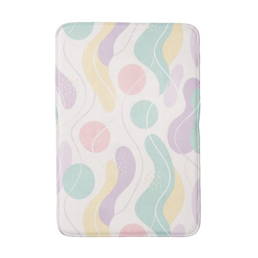 Pastel Abstract Seamless Pattern Waves and Circles Badmat (Voorkant Verticaal)