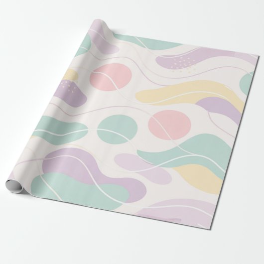 Pastel Abstract Seamless Pattern Waves and Circles Cadeaupapier (Uitgerold)