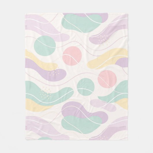 Pastel Abstract Seamless Pattern Waves and Circles Fleece Deken (Voorkant)