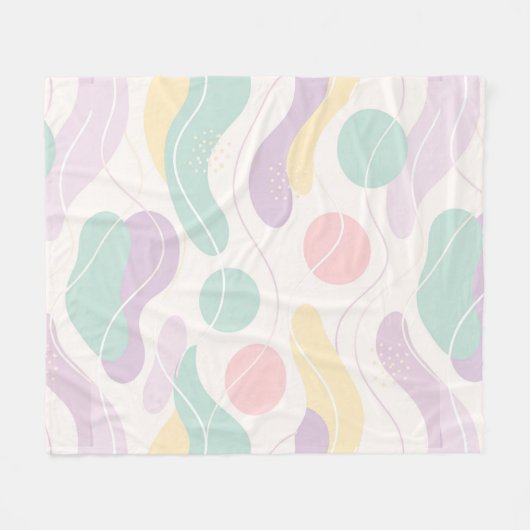 Pastel Abstract Seamless Pattern Waves and Circles Fleece Deken (Voorkant (Horizontaal))