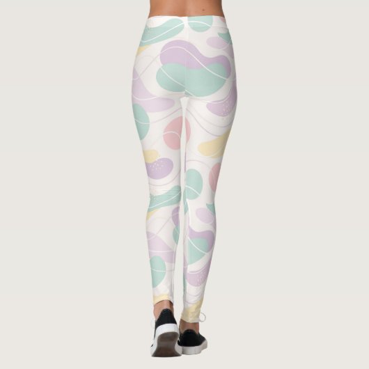 Pastel Abstract Seamless Pattern Waves and Circles Leggings (Achterkant)