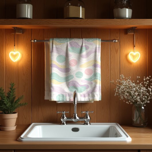 Pastel Abstract Seamless Pattern Waves and Circles Theedoek