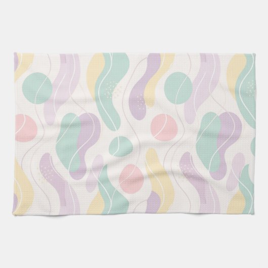 Pastel Abstract Seamless Pattern Waves and Circles Theedoek (Horizontaal)