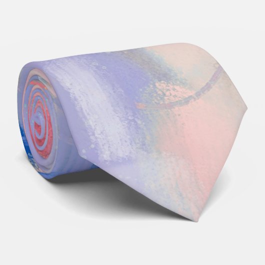 Pastel Abstract Stropdas Zachte kleuren Roze Blauw (Opgerold)