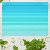 Pastel abstract turquoise blauw groene strepen theedoek (Gevouwen)