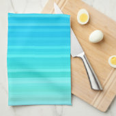 Pastel abstract turquoise blauw groene strepen theedoek (Quarter Fold)
