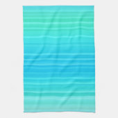 Pastel abstract turquoise blauw groene strepen theedoek (Verticaal)