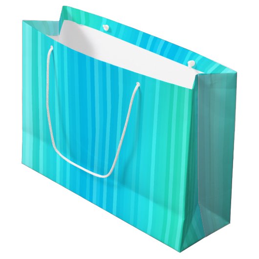 Pastel Abstract Turquoise Blue Green Stripes Large Cadeautasje (Voorkant Gekanteld)