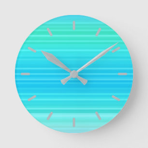 Pastel Abstract Turquoise Blue Green Stripes Ronde Klok