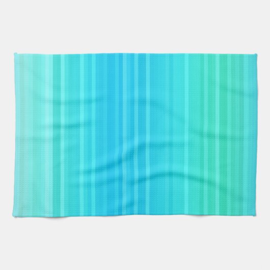 Pastel Abstract Turquoise Blue Green Stripes Theedoek (Horizontaal)