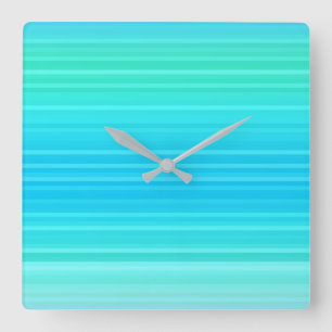 Pastel Abstract Turquoise Blue Green Stripes Vierkante Klok