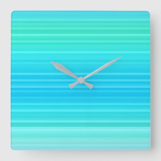 Pastel Abstract Turquoise Blue Green Stripes Vierkante Klok (Voorkant)