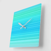 Pastel Abstract Turquoise Blue Green Stripes Vierkante Klok (Hoek)