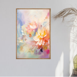 Pastel Abstract Watercolor Bloemstuk Muur Kunst Po Poster