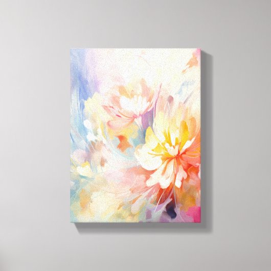 Pastel Abstract Watercolor Floral Canvas Afdruk (Voorkant)