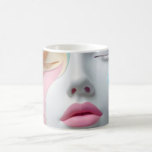 Pastel Abstracte 3D Gezichts Kunst Koffiemok
