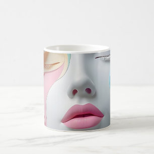 Pastel Abstracte 3D Gezichts Kunst Koffiemok