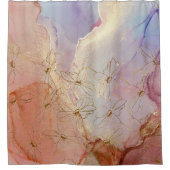 Pastel Abstracte Art Gold Foil Flowers Douchegordijn (Voorkant)