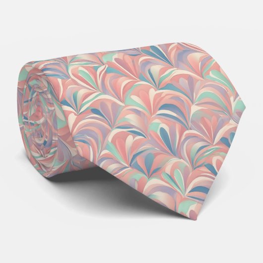 Pastel Abstracte Bloemgolfpatroon Stropdas (Opgerold)