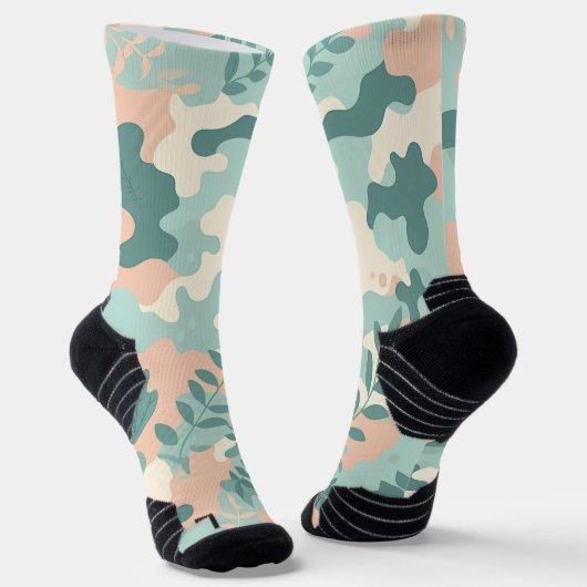 Pastel Abstracte camouflage Sokken (Gebogen)