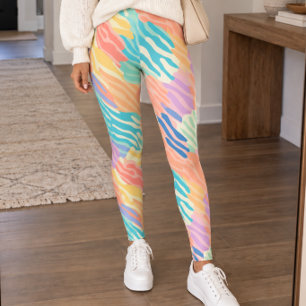 Pastel Abstracte Dierstreep Leggings