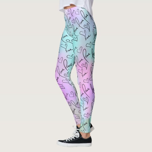 Pastel Abstracte en Liefde Hand Lettering Harten Leggings (Links)