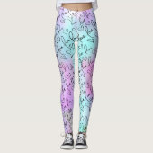 Pastel Abstracte en Liefde Hand Lettering Harten Leggings (Voorkant)