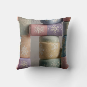 Pastel abstracte en sneeuwvlok patchwork-worpkusse kussen