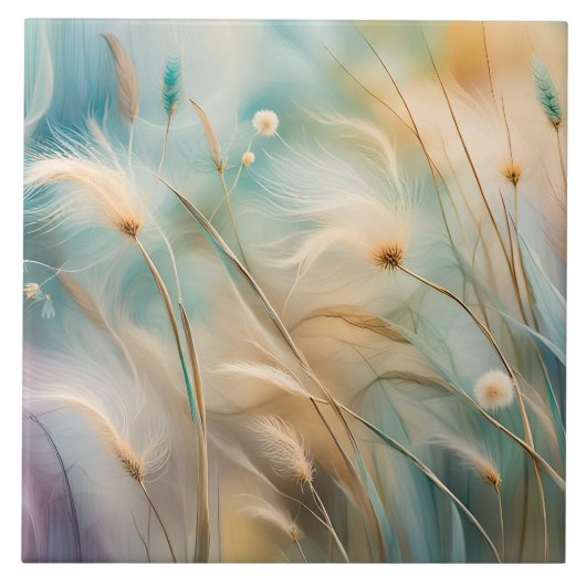 Pastel Abstracte fluisteringen van Natuur, Grassen Tegeltje (Voorkant)